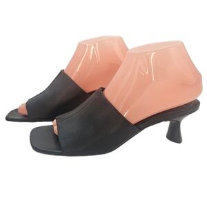 Vince Palmer Slide High Heel Sandal Women's 7M Black Leather Preowned